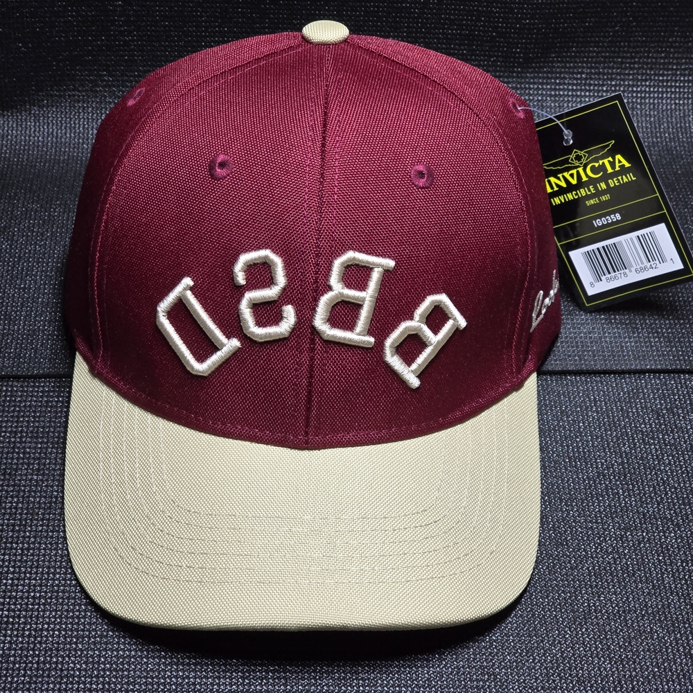 Invicta Men's BBSD Adjustable Fashion Snapback Hat/Cap Maroon/Beige